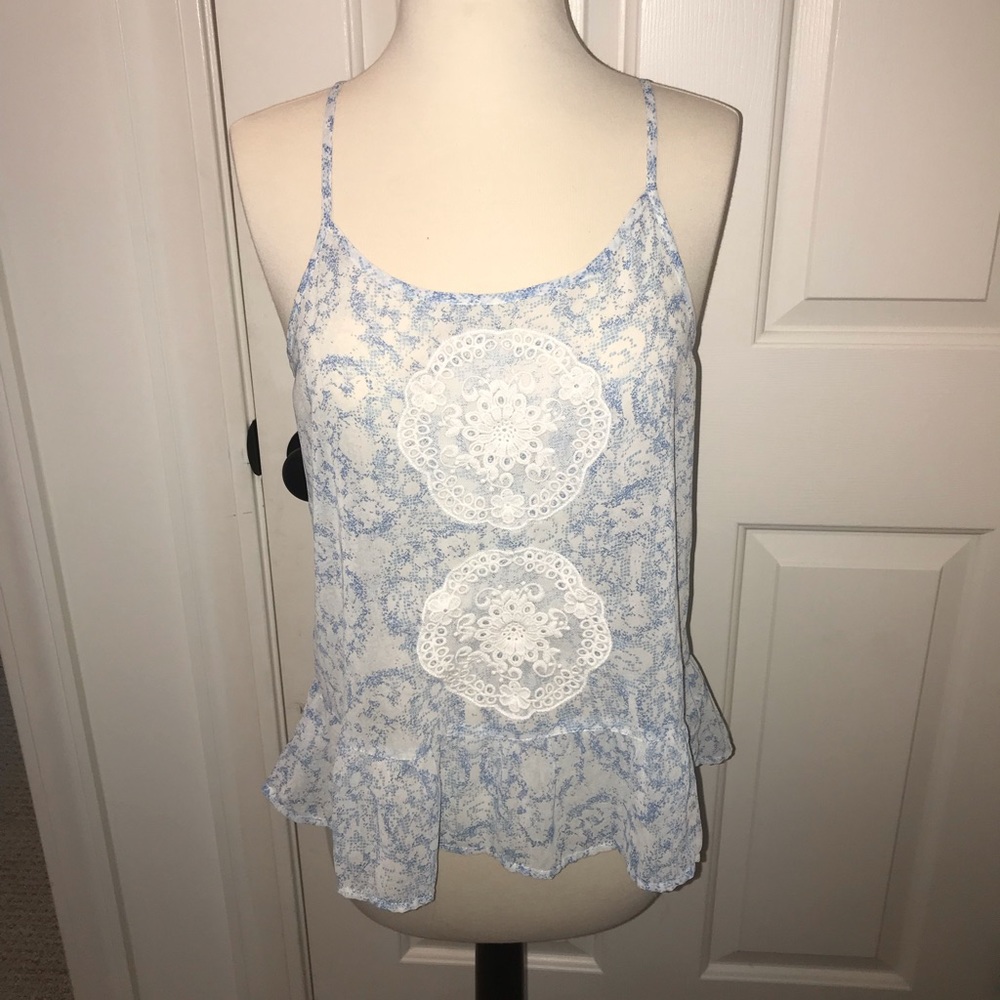 Frenchi blue and white tank top